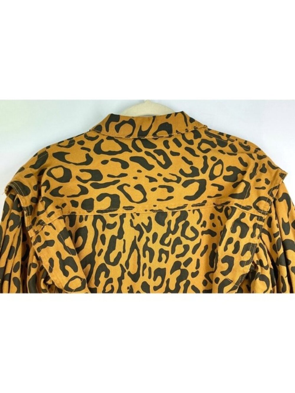 Future Collective Denim Syle Shirt Dress Sz 0 Leopard Print Statement Y2K Safari - Picture 13 of 14